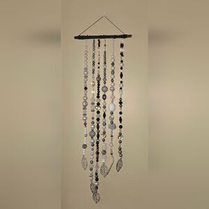 Beautiful handmade Bohemian Style Beaded Wall Hanging with Leaf Accents